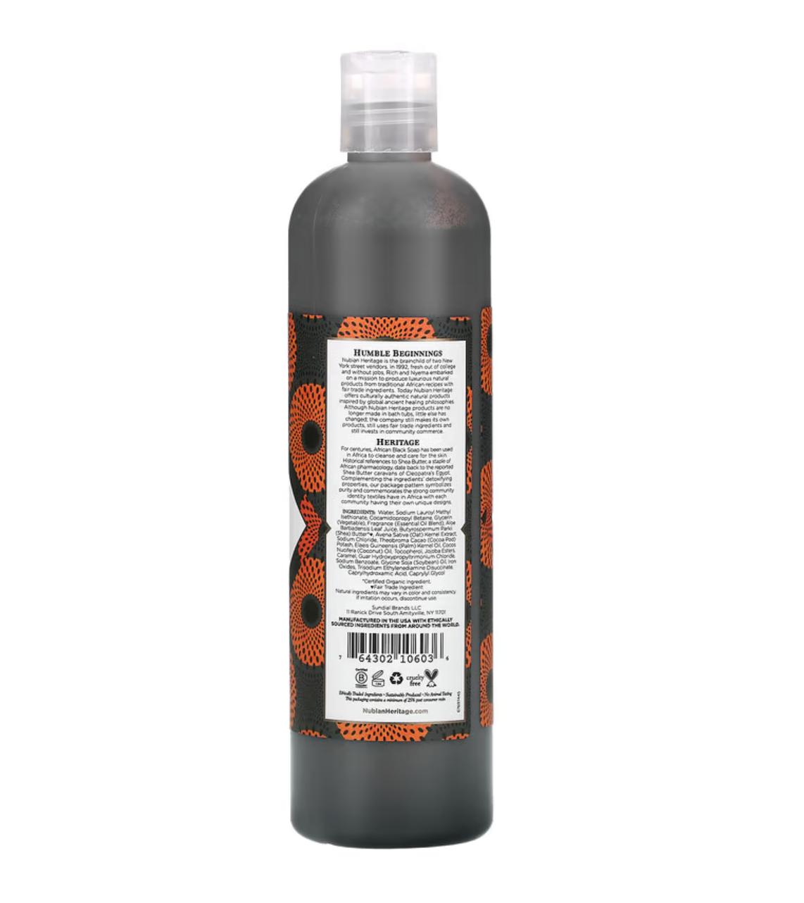 Nubian Heritage, Body Wash, African Black Soap, 13 fl oz (384 ml)